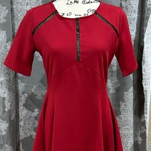 Vintage Hot Topic Red Dress Black See Through Design Zippered Back